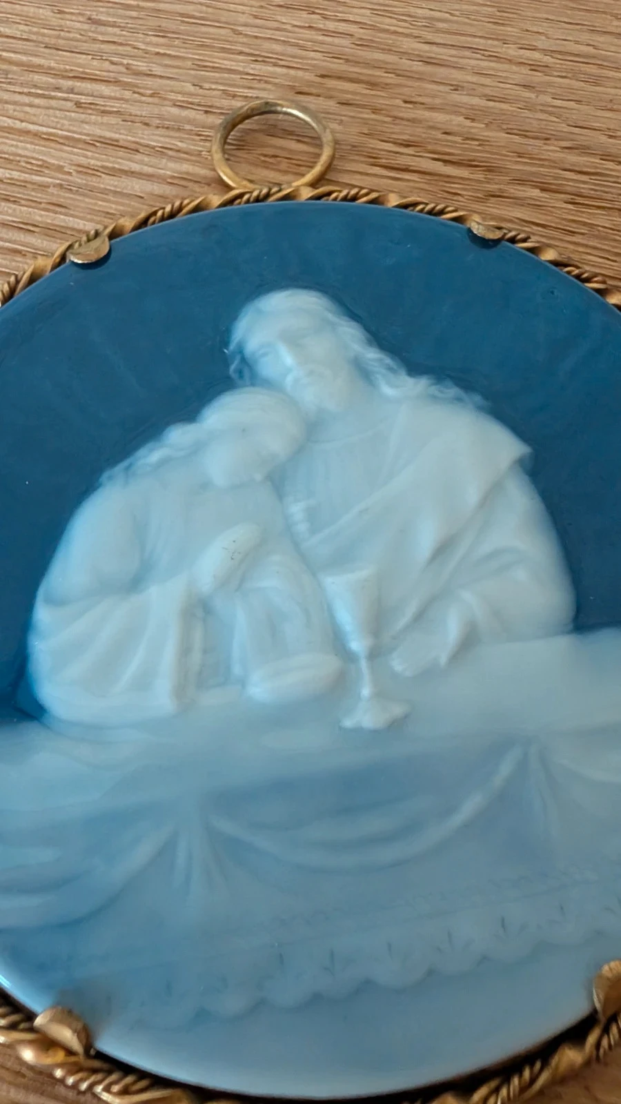 medaillon plaque porselein limoges camille tharaud het laatste avondmaal jesus jean blauw wit 10cm – photo 4